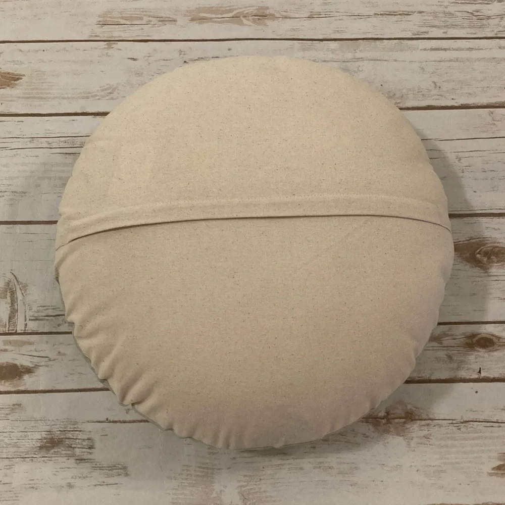 Creative Co-Op, Multicolor Round Cotton Embroidered Pillow With Snowflake/Beads